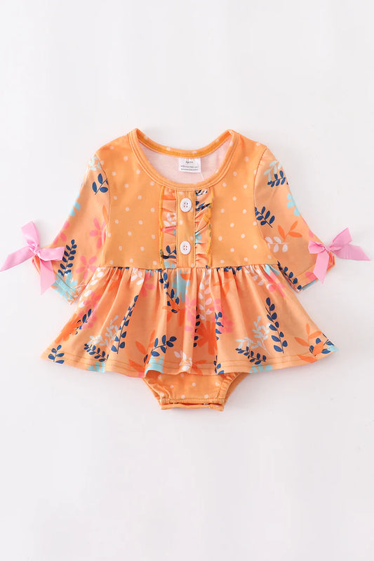 Girls - Mustard Botanical Romper