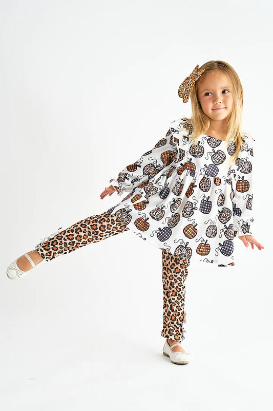 Girls - Leopard Pumpkin Print Set